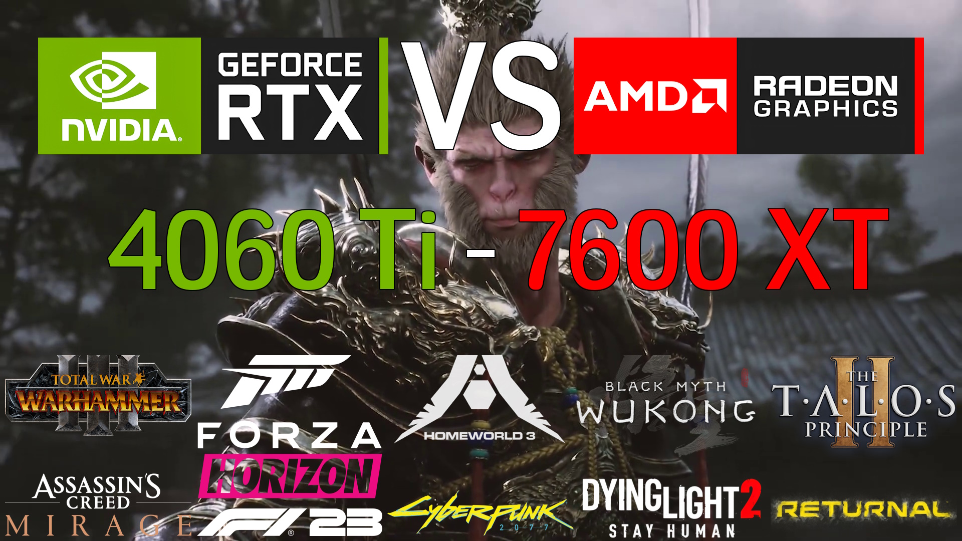 Nvidia GeForce RTX 4060 Ti - AMD Radeon RX 7600 XT